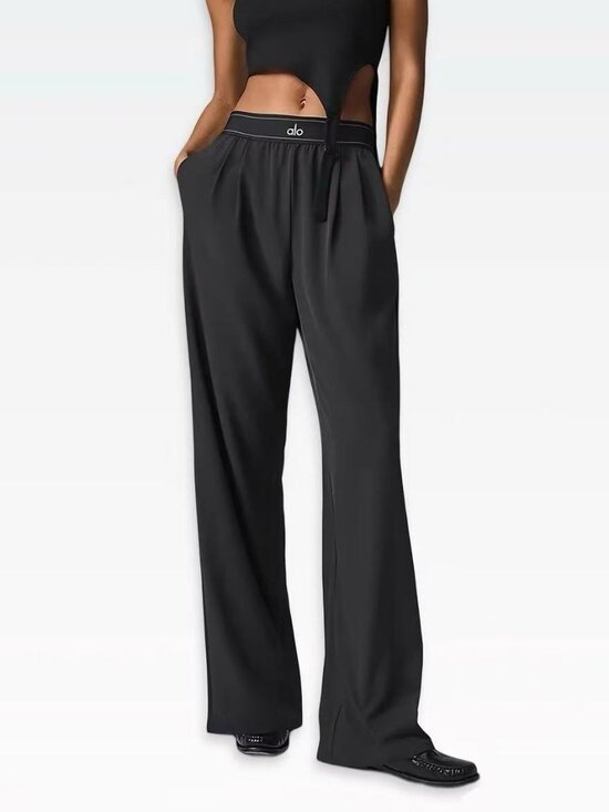 ALO Yoga Pants - NWT ALO Yoga Suit Up Trouser Regular Black 👖 Wide Leg Minimalist | Regular 30"